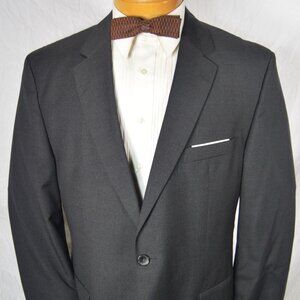 44R Hugo Boss Johnstons1 Lenon Subtle Plaid Wool Blazer Jacket Charcoal Gray